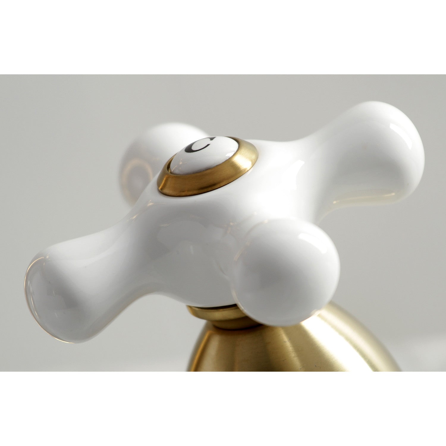 Kingston Heirloom KS1977PX - Heritage Two-Handle 3-Hole Deck Mount Widespread Bathroom Faucet with Brass Pop-Up, Brushed Brass — thumbnail 2